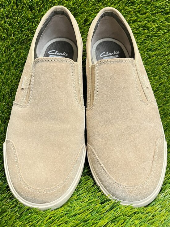 Clarks Torbay Mens Size 11 Beige Casual Classic Suede Slip On Loafers Shoes main image 4
